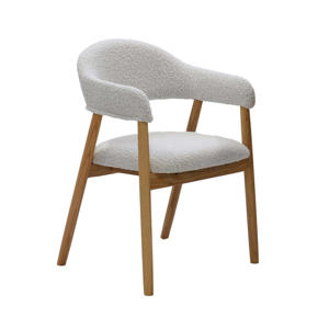 Eetkamerstoel Noémi - Eikenhout/Polyester - Beige - Set van 2