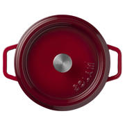 thumbnail: Sola Braadpan met deksel Gietijzer - Rood - ø 24 cm / 3.2 Liter - geëmailleerde anti-aanbaklaag