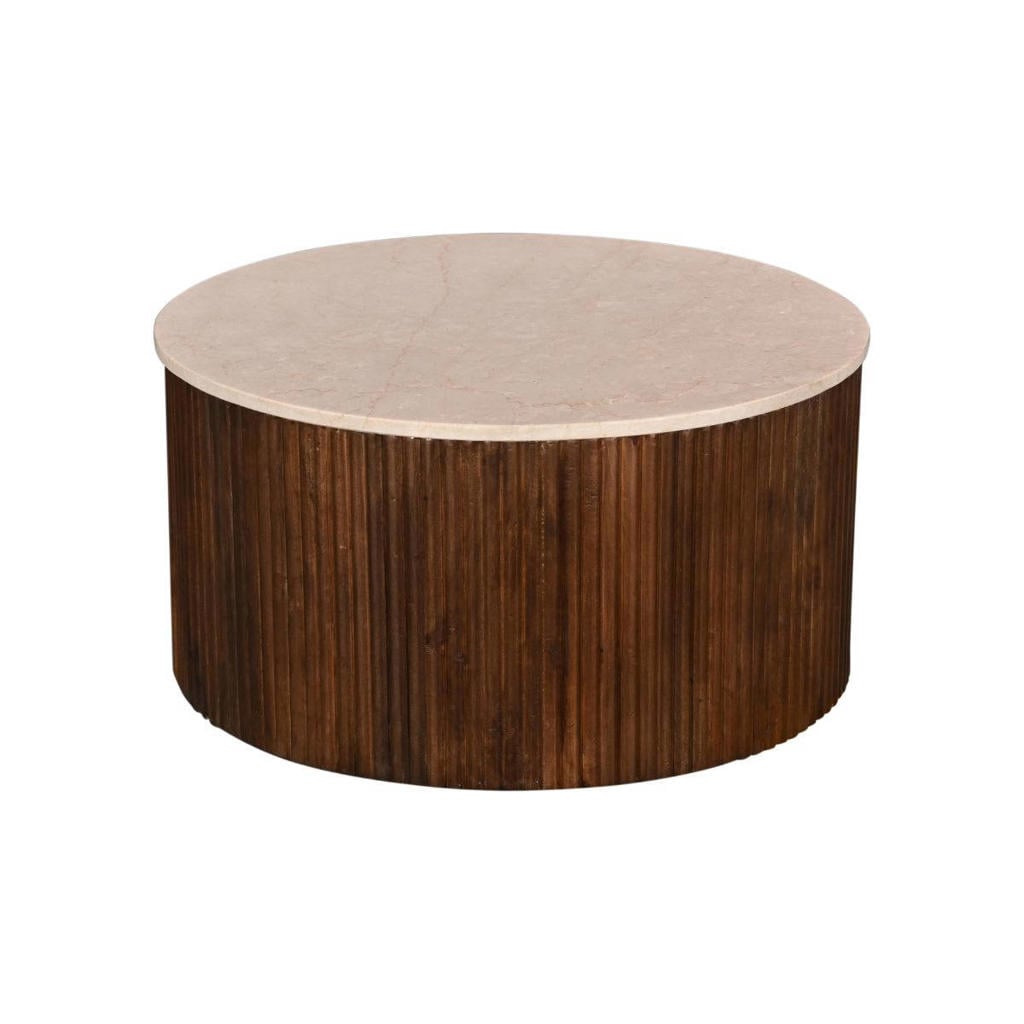 Giga Meubel Salontafel Davi - Rond - Donkerbruin - Marmer - Ø70cm
