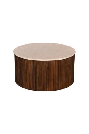Salontafel Davi - Rond - Donkerbruin - Marmer - Ø70cm