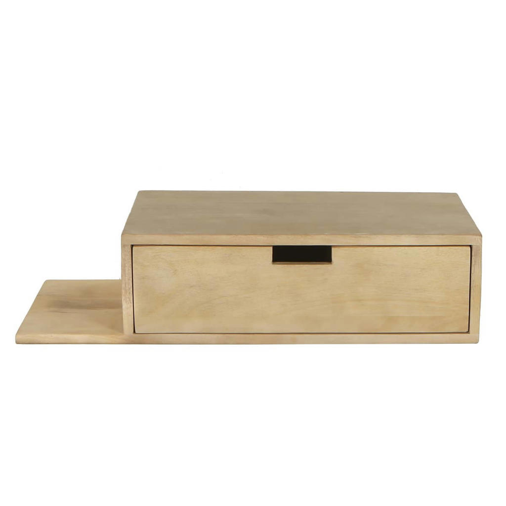 Giga Meubel Nachtkastje Niek - Zwevend Naturel Plankje Links - 65cm