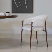 thumbnail: Giga Meubel Eetkamerstoel Elvia - Beige/Walnoot Stof - Set van 2