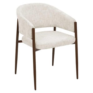 Eetkamerstoel Elvia - Beige/Walnoot Stof - Set van 2