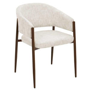 Eetkamerstoel Elvia - Beige/Walnoot Stof - Set van 2 