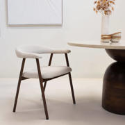 thumbnail: Giga Meubel Eetkamerstoel Mila - Beige/Walnoot - Zithoogte 48cm (set van 2)
