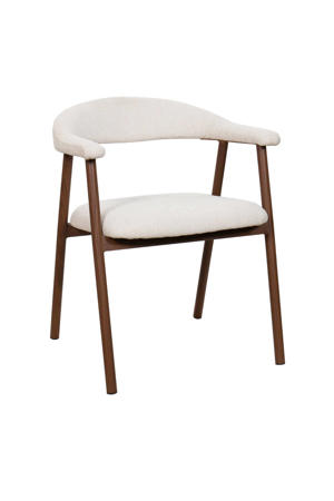 Eetkamerstoel Mila - Beige/Walnoot - Zithoogte 48cm (set van 2) 