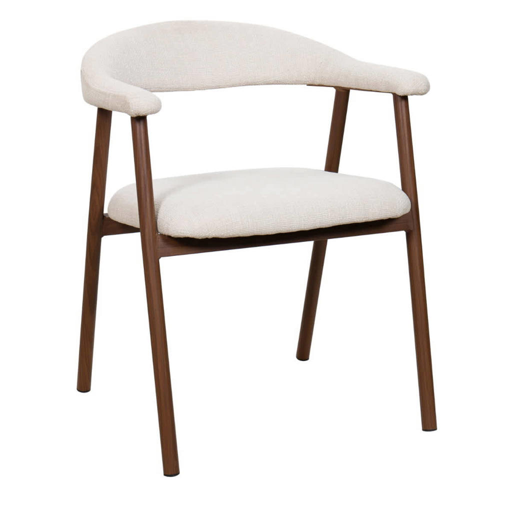 Giga Meubel Eetkamerstoel Mila - Beige/Walnoot - Zithoogte 48cm (set van 2)