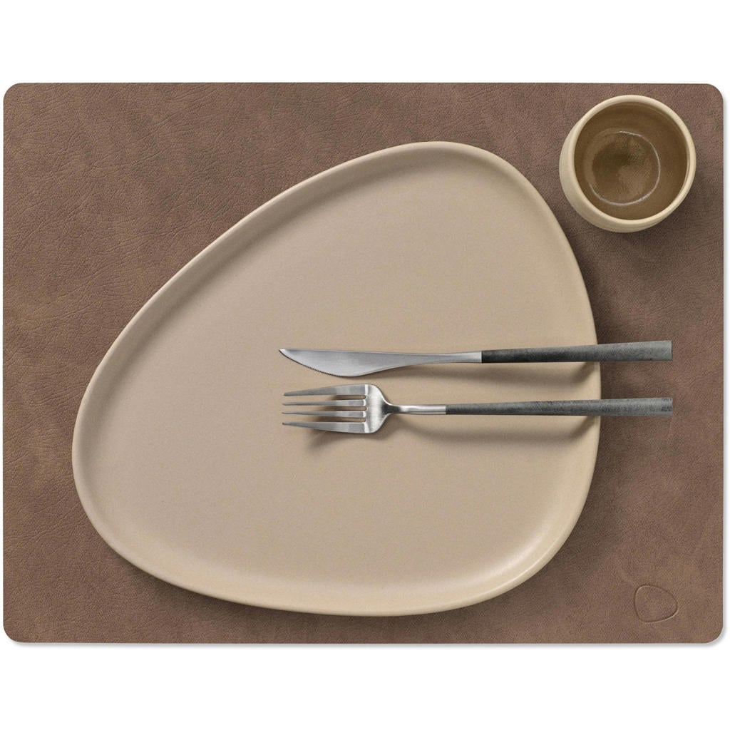 LIND DNA LIND DNA Placemats Nupo - Leer - Brown / Sand - dubbelzijdig - 45 x 35 cm - 2 Stuks