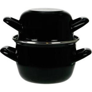  Mosselpan - Emaille - Inductie geschikt - Zwart - ø 18 cm / 2.8 liter - geëmailleerde anti-aanbaklaag
