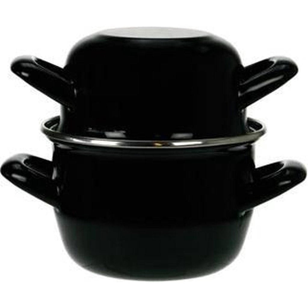 Cosy & Trendy Mosselpan - Emaille - Inductie geschikt - Zwart - ø 18 cm / 2.8 liter - geëmailleerde anti-aanbaklaag