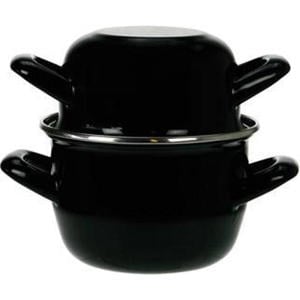 Mosselpan - Emaille - Inductie geschikt - Zwart - ø 18 cm / 2.8 liter - geëmailleerde anti-aanbaklaag