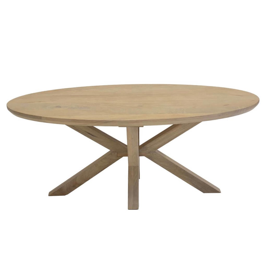 Giga Meubel Salontafel Onno Ovaal - Mangohout - Naturel - 120x60x47cm
