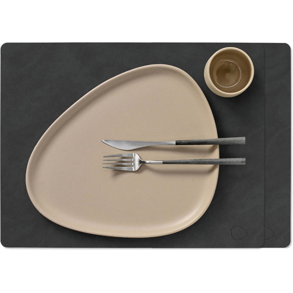 LIND DNA LIND DNA Placemats Nupo - Leer - Black - 45 x 35 cm - 2 Stuks