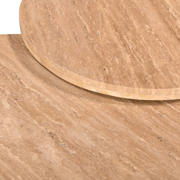 thumbnail: Giga Meubel Salontafel Leno Rond - Travertin/Hout - Naturel - Set van 2