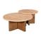 Giga Meubel Salontafel Leno Rond - Travertin/Hout - Naturel - Set van 2
