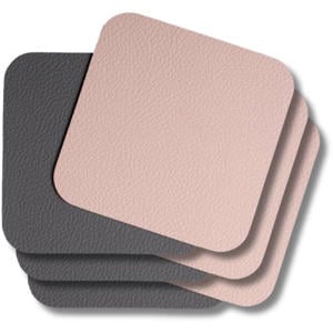 Onderzetters - Vegan leer - Grijs / Roze - dubbelzijdig - 10 x 10 cm - 6 Stuks -