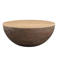 Giga Meubel Salontafel Aiden Rond - Travertin/Hout - Donkerbruin - 90x90x38cm