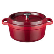 thumbnail: Sola Braadpan met deksel Gietijzer - Rood - ø 28 cm / 5 Liter - geëmailleerde anti-aanbaklaag