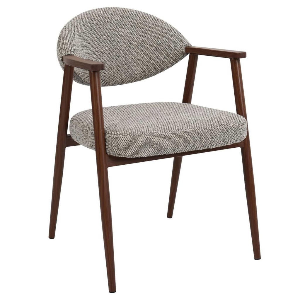 Giga Meubel Eetkamerstoel Karup - Taupe/Walnoot - Set van 2