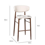 thumbnail: Giga Meubel Barkruk Alexia - Beige/Walnoot (set van 2)