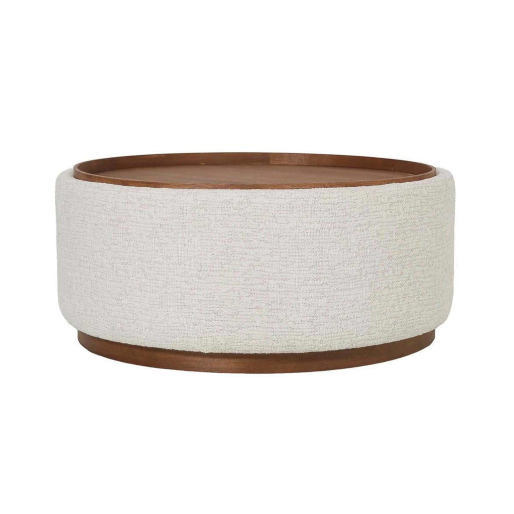 Giga Meubel Salontafel Marcia - Rond Beige/Walnoot - Incl. Opbergruimte - Ø83cm