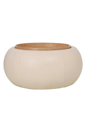 Salontafel Draby - Rond Beige/Naturel - Incl. Opbergruimte - 73cm