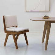 thumbnail: Giga Meubel Eetkamerstoel Lowen - Stof/Teakhout - Beige - Set van 2