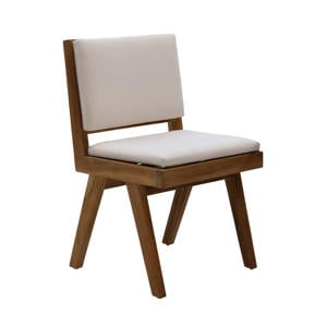 Eetkamerstoel Lowen - Stof/Teakhout - Beige - Set van 2