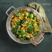 thumbnail: Sola  Wokpan met deksel Green Cooking Triply RVS ø 32 cm - geschikt voor alle warmtebronnen - zonder anti-aanbaklaag