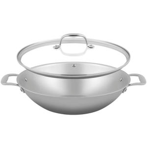  Wokpan met deksel Green Cooking Triply RVS ø 32 cm - geschikt voor alle warmtebronnen - zonder anti-aanbaklaag