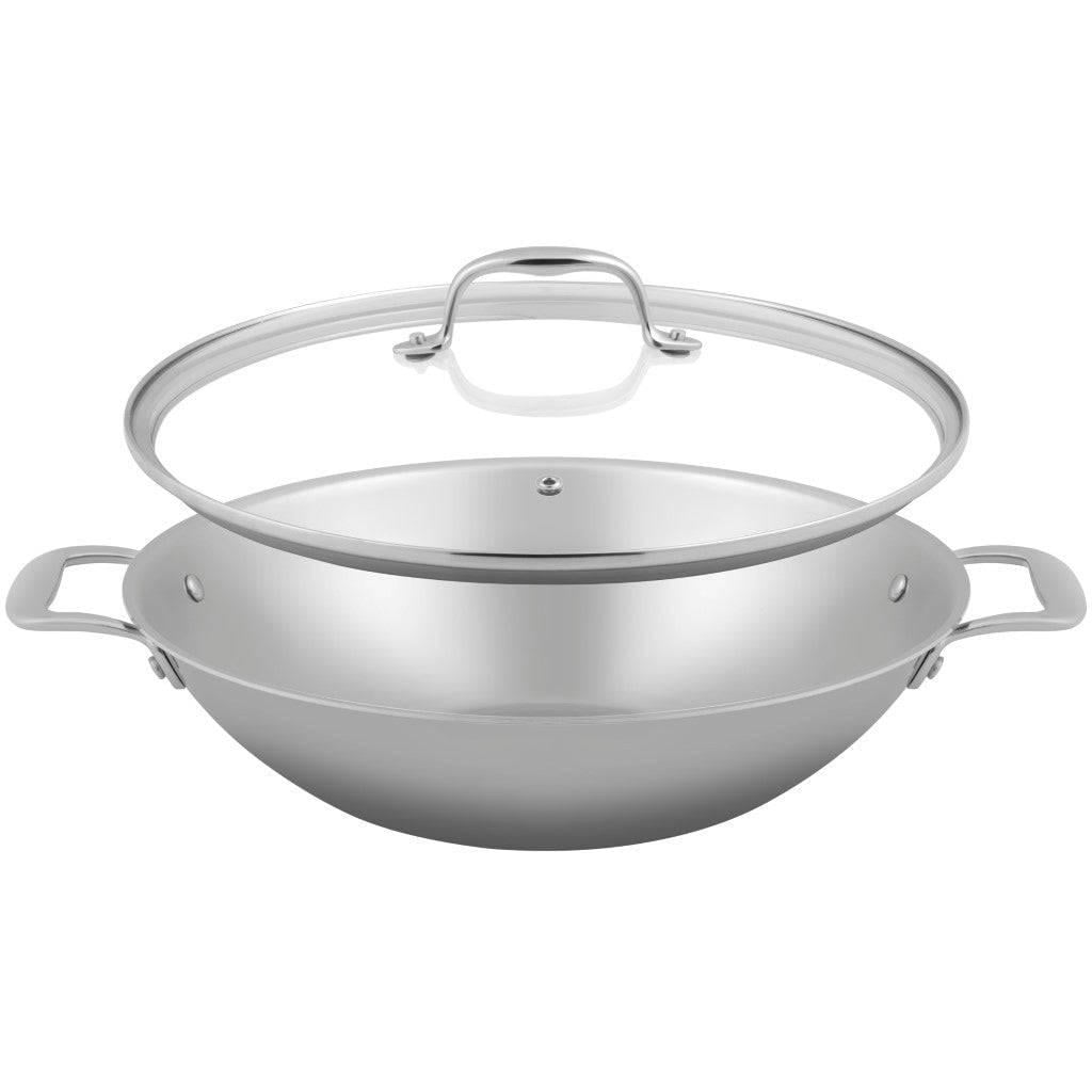 Sola Wokpan met deksel Green Cooking Triply RVS ø 32 cm - geschikt voor alle warmtebronnen - zonder anti-aanbaklaag