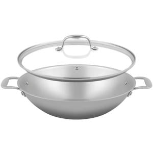 Wokpan met deksel Green Cooking Triply RVS ø 32 cm - geschikt voor alle warmtebronnen - zonder anti-aanbaklaag