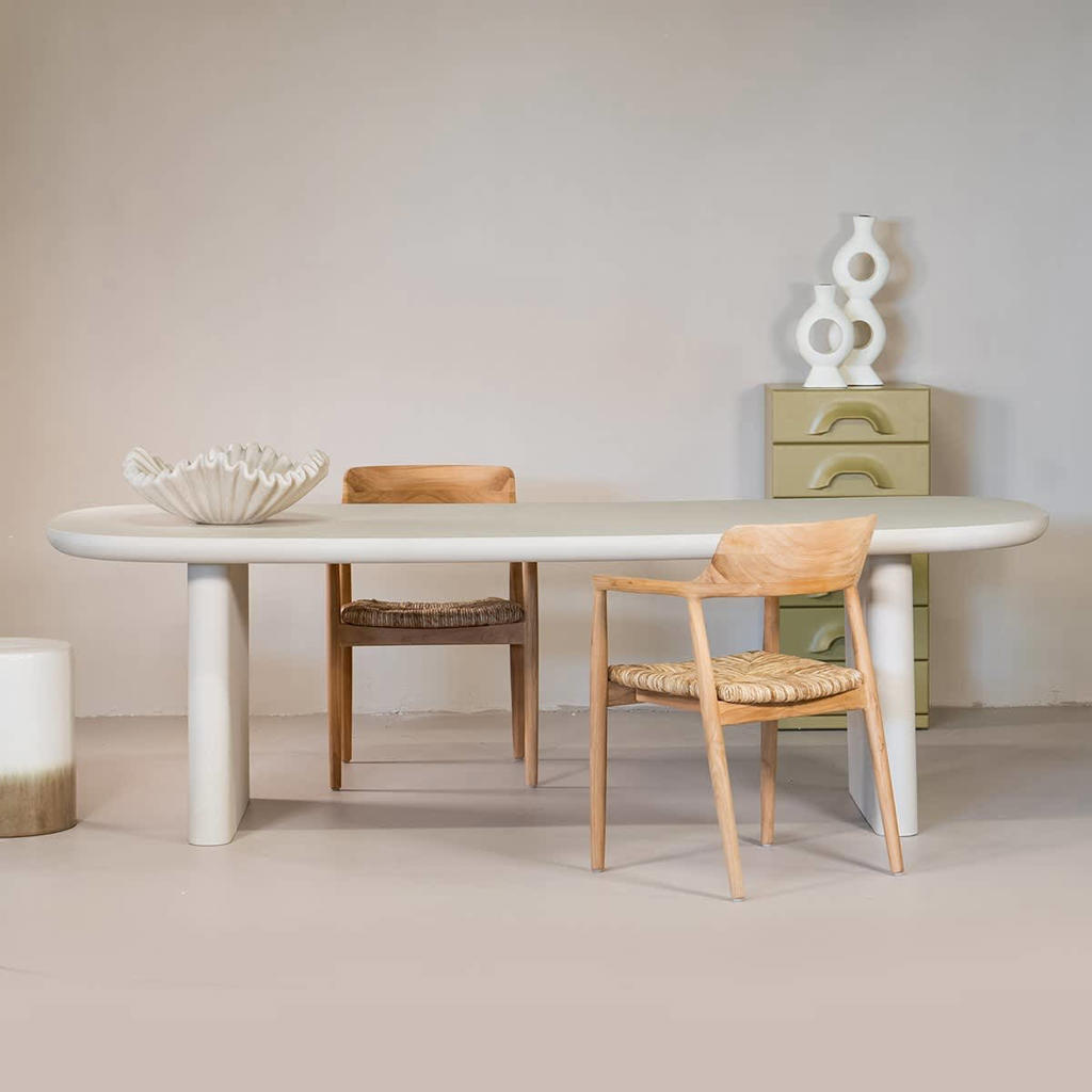 Giga Meubel Eettafel Maya - Deens Ovaal - Beige Betonlook - 200x100x75cm