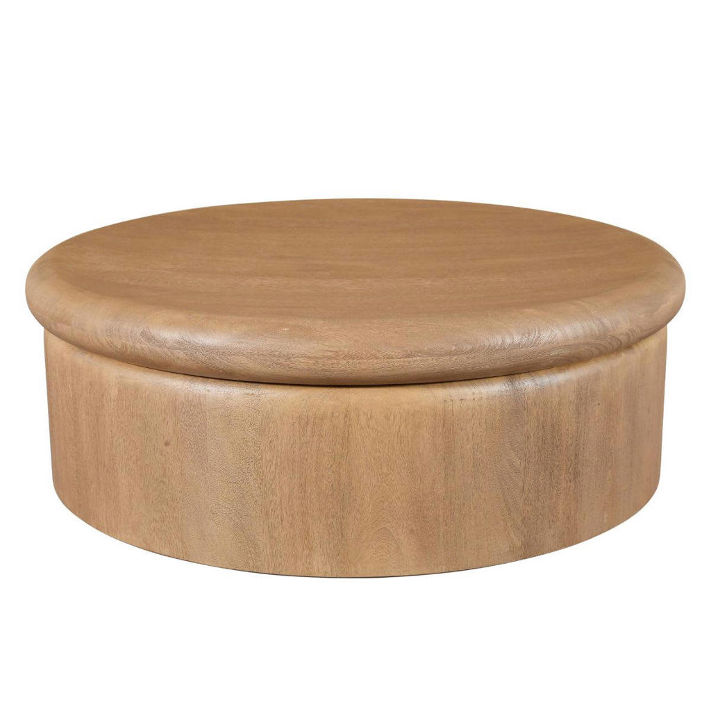 Giga Meubel Salontafel Rota - Rond Naturel Mangohout - 90x90x31cm