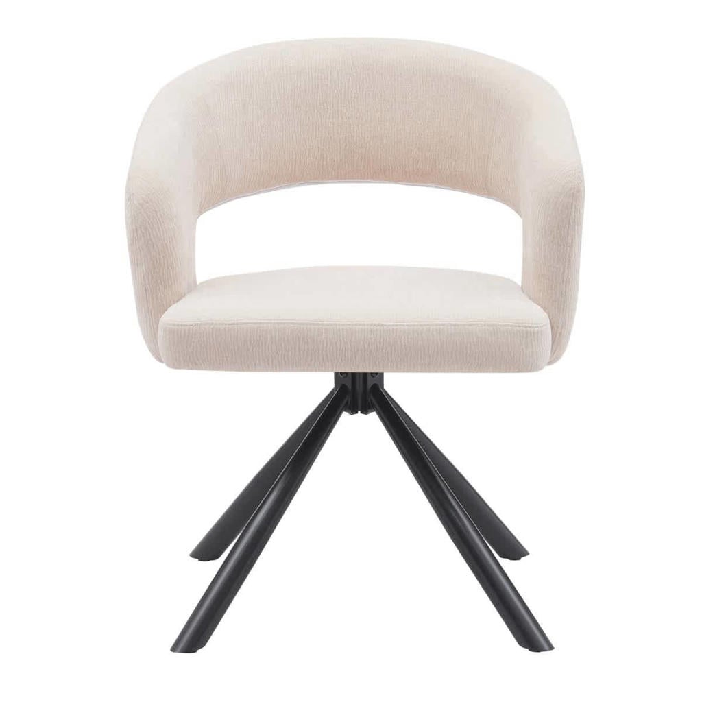 Giga Meubel Eetkamerstoel Elle - Stof/Metaal - Beige - Set van 2