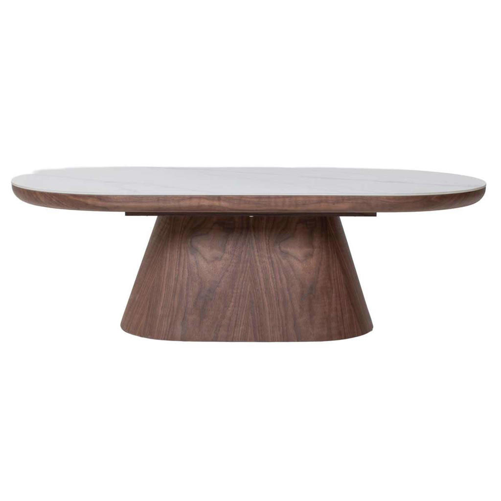 Giga Meubel Salontafel Alba - Ovaal Walnoot Hout/Keramisch - 120x60x38cm