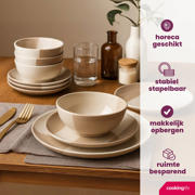 thumbnail: Cookinglife Serviesset Leem 18-delig / 6 personen - 6 dinerborden, 6 ontbijtborden en 6 kommen