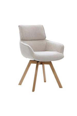 Eetkamerstoel Else - Draaibaar - Stof/Eikenhout - Beige - Set van 2 