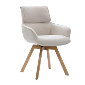 Eetkamerstoel Else - Draaibaar - Stof/Eikenhout - Beige - Set van 2
