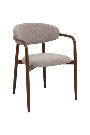 Eetkamerstoel Alexia - Taupe/Walnoot - Armleuning - Set van 2 
