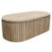 Giga Meubel Salontafel Sven Ovaal - Travertin/Hout - Naturel - 120x60x40cm
