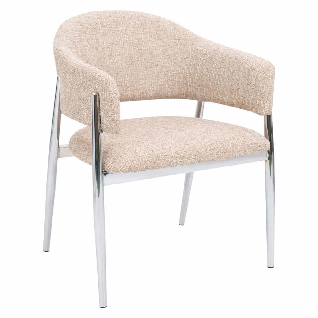Giga Meubel Eetkamerstoel Dénia - Taupe/Chrome - Set van 2