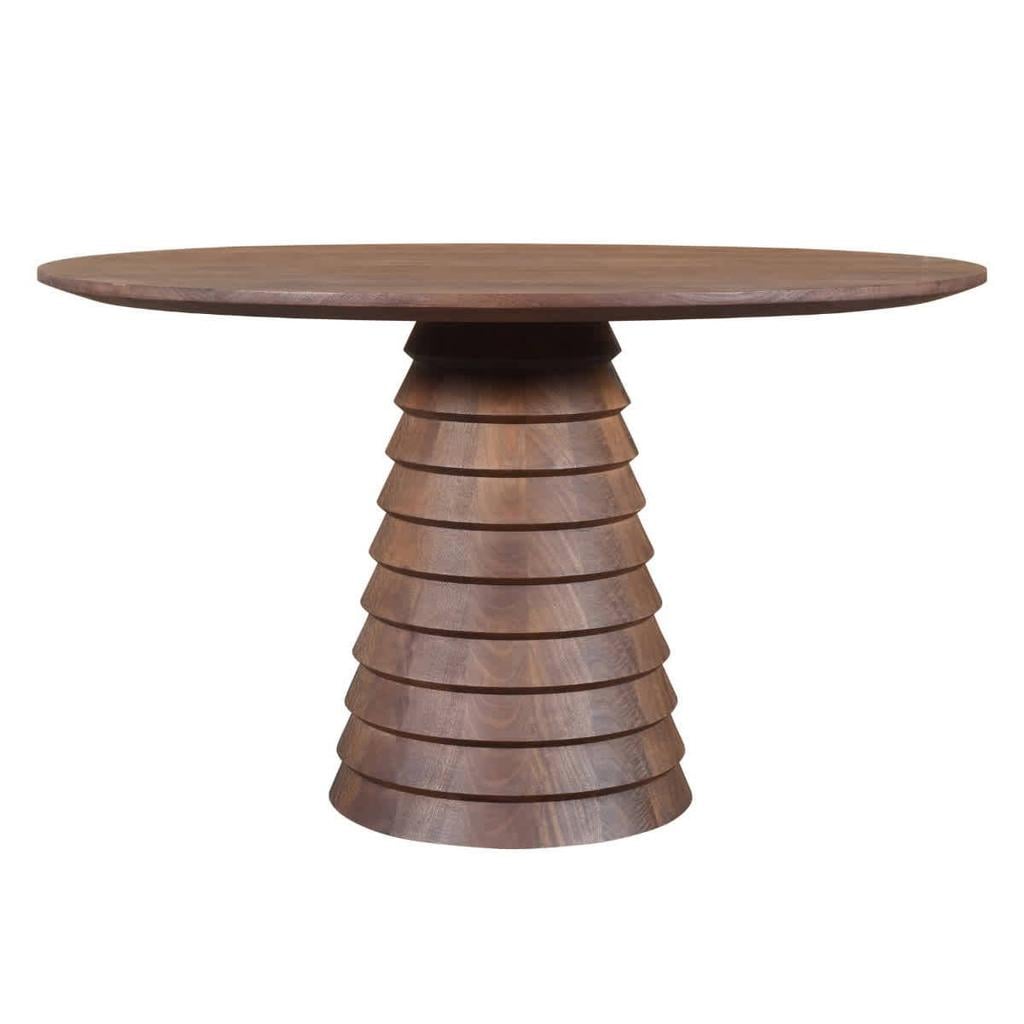 Giga Meubel Eettafel Marín - Rond Donkerbruin Mangohout - 130x130x76cm