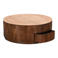 Giga Meubel Salontafel Elan Rond - Travertin - Walnoot - 90x90x35cm - Incl. Lades