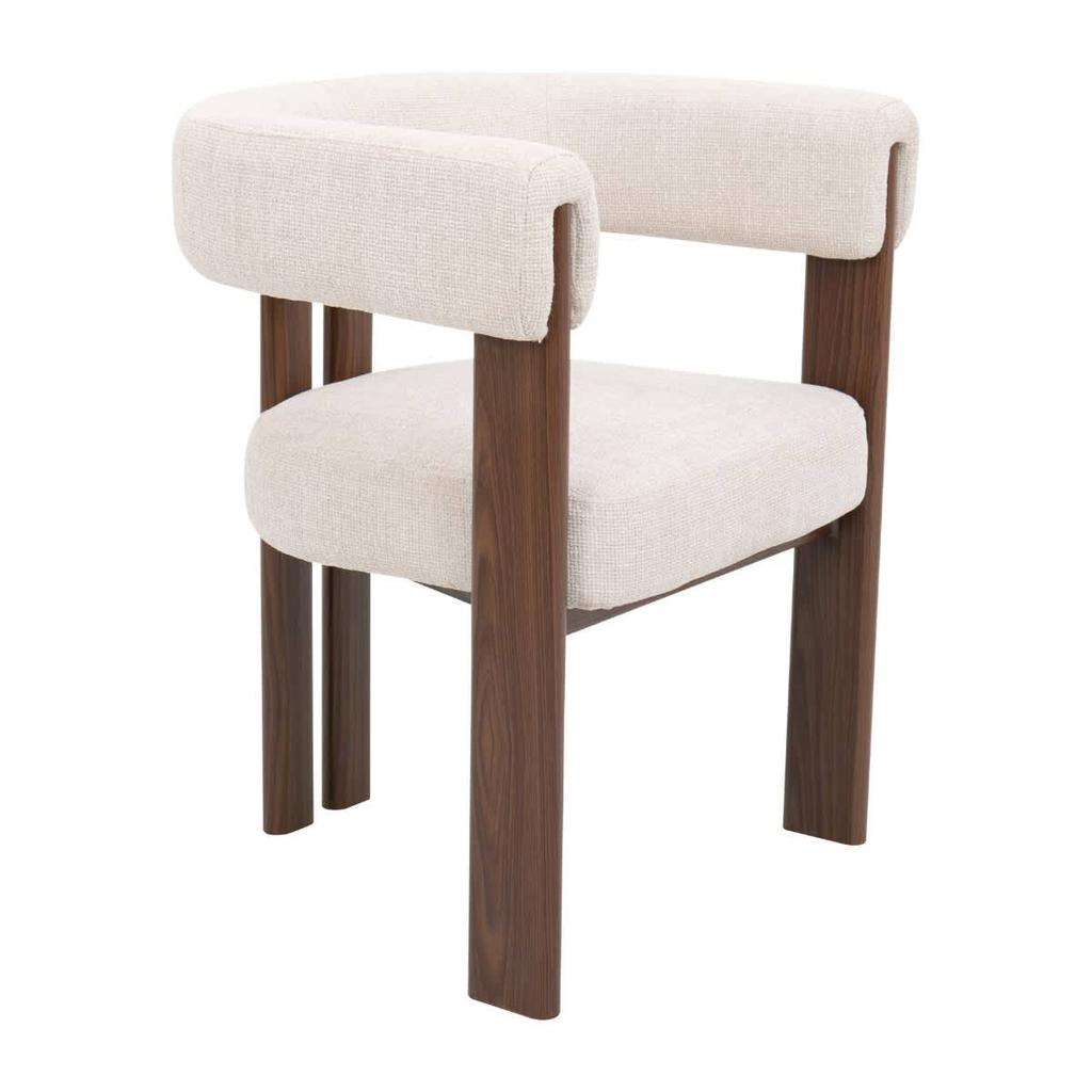 Giga Meubel Eetkamerstoel Aragon - Beige/Walnoot - Zithoogte 46cm (set van 2)
