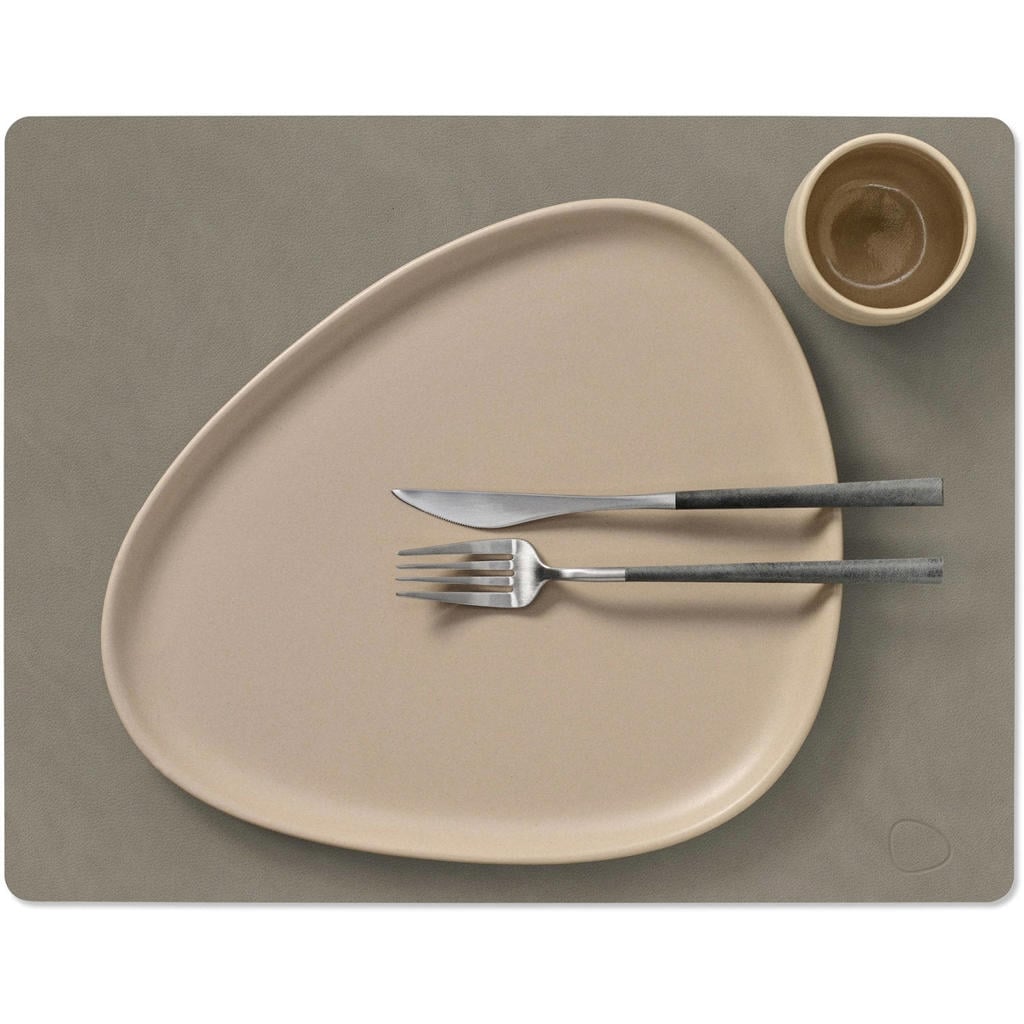 LIND DNA LIND DNA Placemats Nupo - Leer - Flint Grey - 45 x 35 cm - 2 Stuks