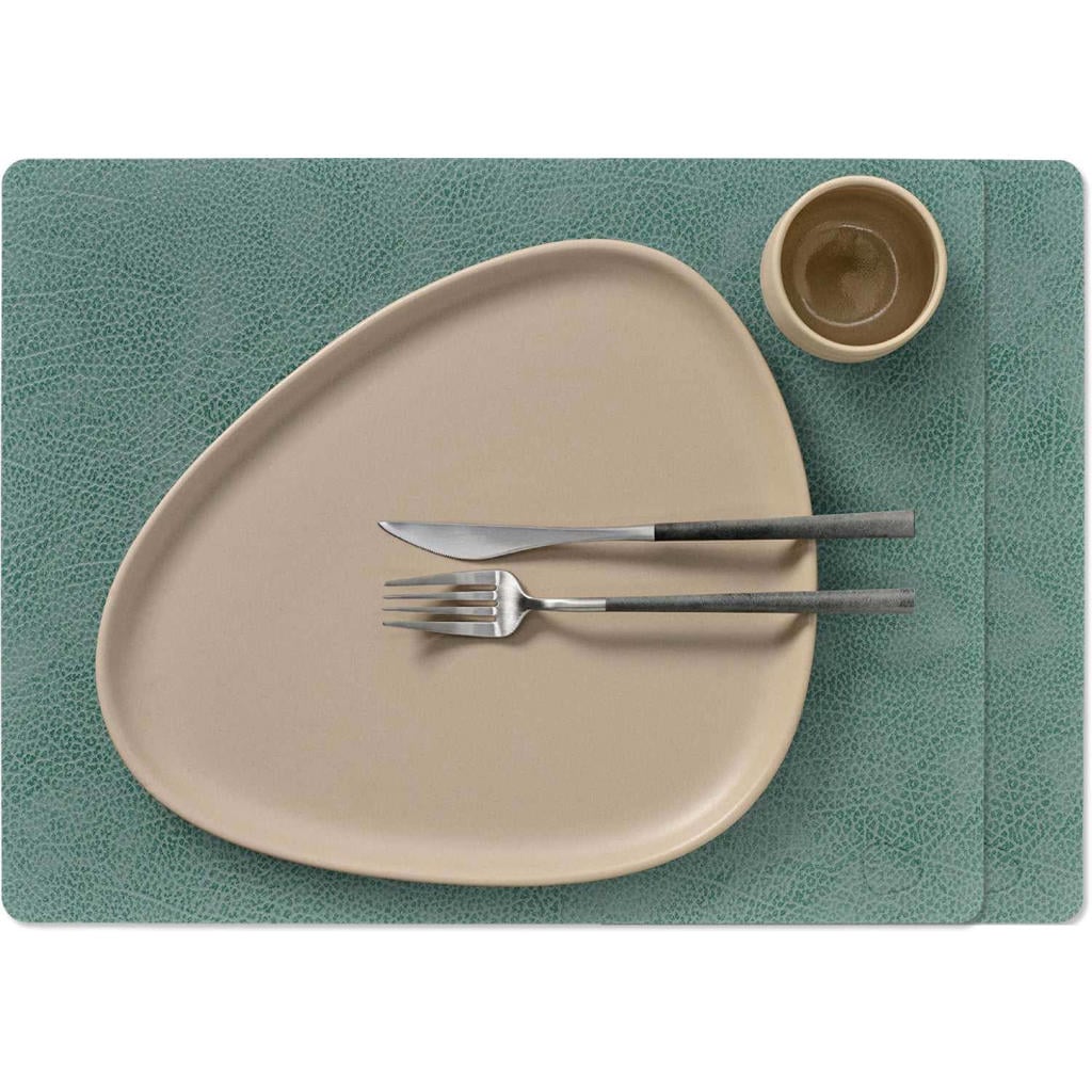 LIND DNA LIND DNA Placemats Hippo - Leer - Pastel Green - 45 x 35 cm - 2 Stuks