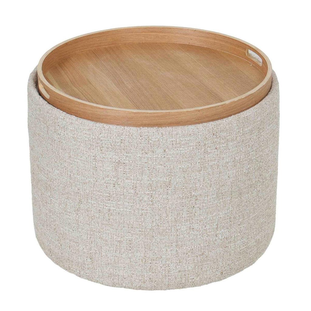 Giga Meubel Salontafel Zara - Rond Beige/Naturel - Incl. Opbergruimte - Ø55cm
