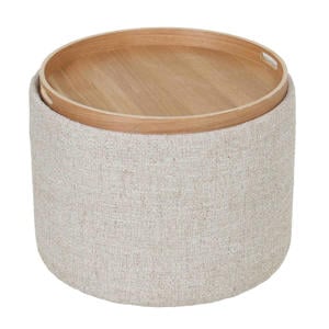 Salontafel Zara - Rond Beige/Naturel - Incl. Opbergruimte - Ø55cm