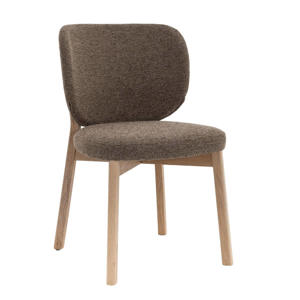 DÉJA Living Eetkamerstoel Nobu - Taupe/Naturel Eiken - Set van 2 